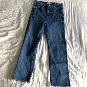 LOFT High Waist Straight Crop Jeans Raw Hem